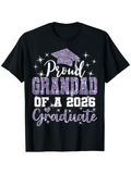 Men's T-Shirt Proud Grandad Of A 2026 Graduate Sparkling Stars And Purple Graduation Cap Shirt