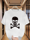 Men's T-Shirt Classic Skull And Crossbones Motif In Bold Black Graphic Skull