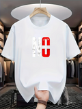 Men's T-Shirt Bold Graphic Color Block Lettering Surrounded By Minimalist White Fabric T Shirt
