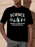Men's T-Shirt Science Icons And Text With Laboratory Glassware Motif Black Chemistry T Shirt