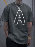 Men's T-Shirt Handdrawn White Outline Letter Print A Shirt