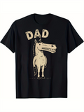 Men's T-Shirt Dad With Cartoon Grinning Horse Standing Under Bold Letters