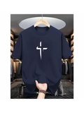 Men's T-Shirt Minimalist Art With Bold White Abstract Cross Symbol