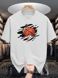 Men's T-Shirt Dynamic Ink Brush Strokes With Orange Motion Lines Basketball