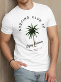 Men's T-Shirt Surfing Club Enjoy Summer With Tropical Palm Tree Under Sun