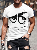 Men's T-Shirt Bold Expressive Cartoon Face With Bold Eyebrows And Stark Line Drawing