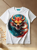 Men's T-Shirt Fiery Whirlwind Emerges In Twisting Motion With A Fierce Dragon Head