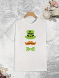 Men's T-Shirt Happy Green Hat And Orange Mustache With Green Bow Tie