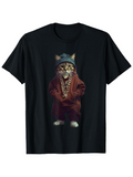 Men's T-Shirt Urban Vibes Hoodie Gold Chain And Sunglasses Wearing Cat