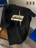 Men's T-Shirt Retro Music Tape With Pencil Through Vintage Cassette