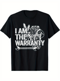 Men's T-Shirt I Am The Warranty Vintage Engine Drawing With Silver Tools And Gears