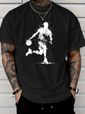 Men's T-Shirt Splattered Paint Art With Dynamic Motion Silhouette Basketball Player
