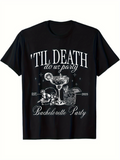 Men's T-Shirt Til Death Do Us Party With Skulls And Cocktails Among Sparkling Party Elements