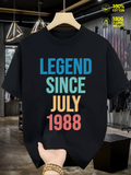 Men's T-Shirt Legend Since July 1988 Retro Multicolor Typography On Black T Shirt