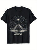 Men's T-Shirt Aligned With The Cosmos Under Starry Night And Ancient Monument