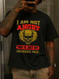 Men's T-Shirt I Am Not Angry With Cartoon Skull Graphic Mechanic Face