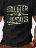 Men's T-Shirt Soldier For Jesus Camouflage Army Inspired Bold Lettering Text