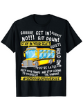Men's T-Shirt Funny Words Surrounding Cartoon Yellow School Bus Shirt