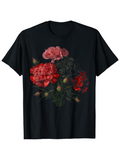 Men's T-Shirt Vivid Pink And Red Blooms With Lush Green Foliage Flower