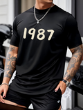 Men's T-Shirt Stylish Classic Minimal Numbers Bold Vintage Year 1987 Pattern