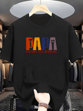 Men's T-Shirt Dad Iconic Lettering With Silhouetted Tool And Cat Motifs On Black T Shirt