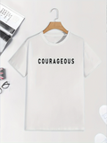 Men's T-Shirt Courageous Bold Black Lettering On Simple White Fabric T Shirt