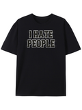 Men's T-Shirt I Hate People Bold White Outline Lettering Statement T Shirt