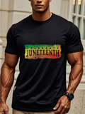 Men's T-Shirt Celebrate Juneteenth Watercolor Textured Brushstroke Print With Bold Lettering