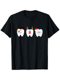 Men's T-Shirt Festive Holiday Decor With Cartoon Faces And Playful Tooth