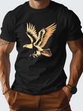 Men's T-Shirt Vintage Gold Feathered Wings Soaring In Open Sky Eagle