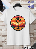 Men's T-Shirt Desert Sunset Scenery With Orange Mountains And Lone Yucca Tree