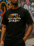 Men's T-Shirt One Thankful Mom Colorful Leaves With Playful Letter Pattern