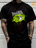 Men's T-Shirt Basketball Graffiti Style Neon Paint Splash Basketball