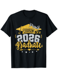 Men's T-Shirt Proud Cousin Of A 2026 Graduate With Golden Cap And Sparkling Star Accents