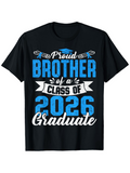 Men's T-Shirt Proud Of A Graduate Blue And White Lettered Black Shirt Brother