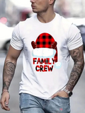 Men's T-Shirt Family Crew Red Plaid Hat With Holiday Theme And Playful Designs Santa