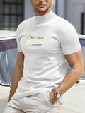 Men's T-Shirt Blurred Printed Text Minimalistic Font On Fitted White Cotton T Shirt