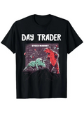 Men's T-Shirt Day Trader Neon Bulls And Bears With Rising Stock Market Chart