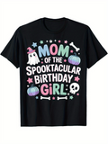 Men's T-Shirt Mom Of The Spooktacular Birthday Girl Surrounded By Ghost Pumpkins And Stars Girl