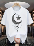 Men's T-Shirt Mystical Crescent Moon With Star And Hanging Ornaments Moon