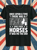 Men's T-Shirt Once Upon A Time Glowing Retro Text With Horse Silhouette And Stars Girl