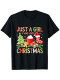 Men's T-Shirt Just A Girl Who Loves Christmas With Gifts Cocoa Tree Gingerbread
