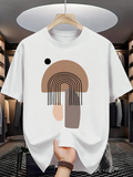 Men's T-Shirt Minimalist Boho Abstract Shapes With Brown Earthy Tone Mushroom