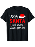 Men's T-Shirt Dear Santa Just Bring Video Games Christmas Santa Hat