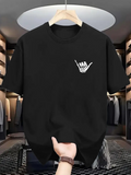 Men's T-Shirt Tiny Hand Gesture With Bold Lined Fingers On Black T Shirt