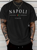 Men's T-Shirt Napoli Italia White Minimalist Letters And Italian Flag T Shirt