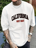 Men's T-Shirt California West Coast Vintage Bold Letters With Simple Urban White T Shirt