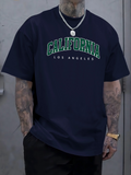 Men's T-Shirt California Los Angeles Vintage Letter Graphic Dark Crewneck Tshirt