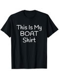 Men's T-Shirt This Is My Boat Shirt Playful White Letter Printed Black Shirt