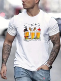 Men's T-Shirt Cartoon Holiday Hats On Glasses Of Chilled Beer